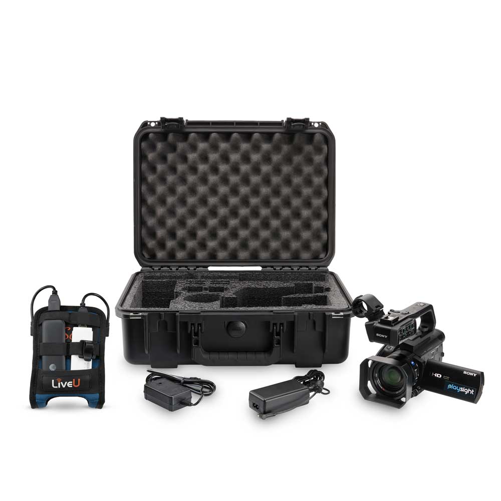 Camera transmitter and tripod photography on white background