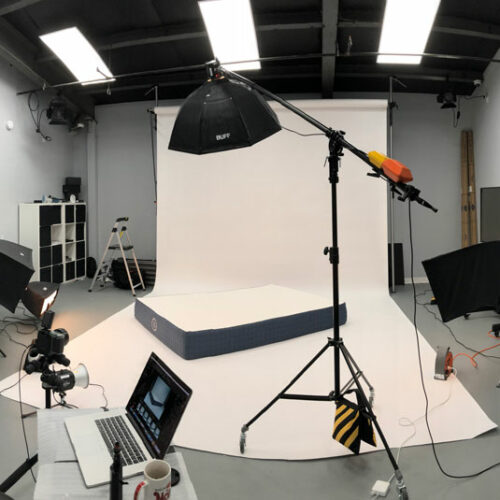 BTS Mattress photoshoot on white background at Isa Aydin studio