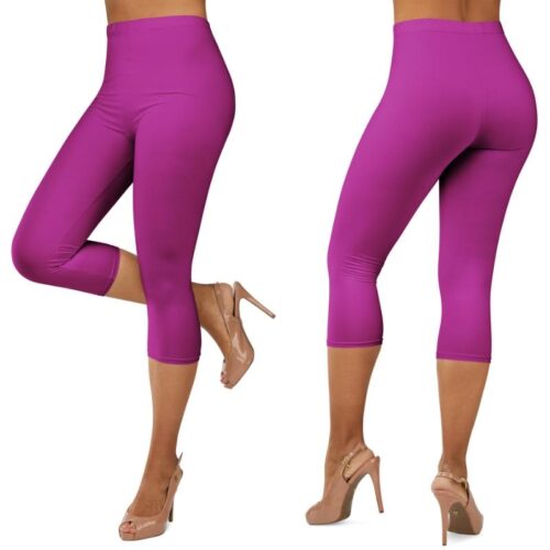 Fuchsia color leggings for a clothing photoshoot with model