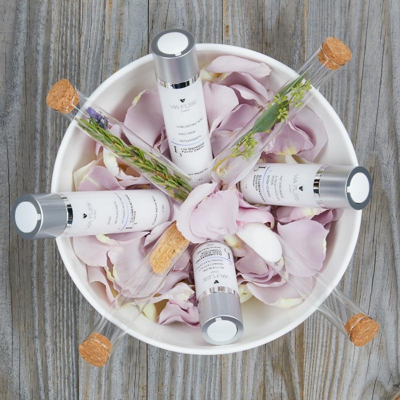 skincare products on a white bowl, professional Product photography in New Jersey