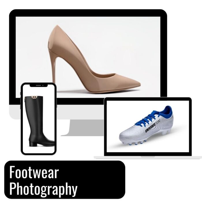 Footwear photography on a white background with overhead angle for e commercial