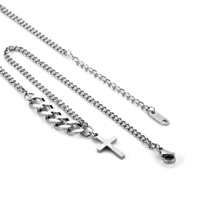 eCommerce photo on white for a silver chain and cross pendant