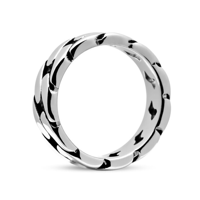 eCommerce image of a male silver ring in white background