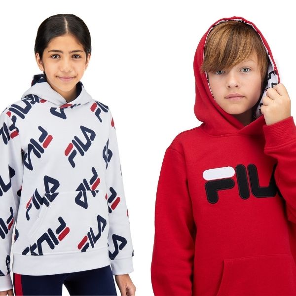 Kids hoodie apparel photoshoot with models on white background