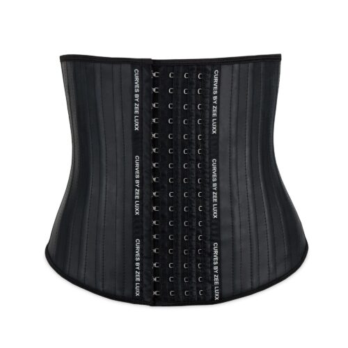 Product photography black waist trainer with a white background
