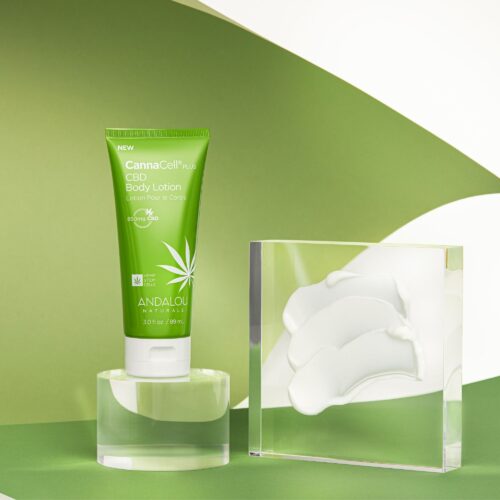 Cosmetic beauty body lotion product shot on a green paper showing texture of the product by Isa Aydin