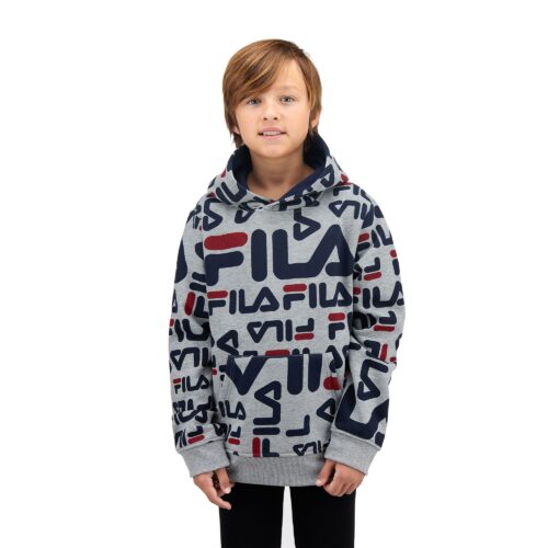 Kids hoodie apparel photoshoot with model on white background