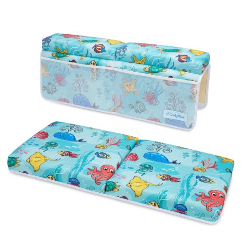 Baby and toddler bathing kit commercial product lifestyle photography on a white background