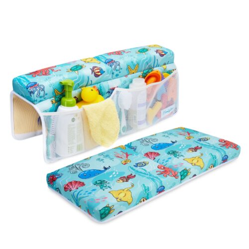 Baby and toddler bathing kit commercial product lifestyle photography on a white background