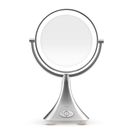 Hero shot of a glossy and reflective mirror on a white background.