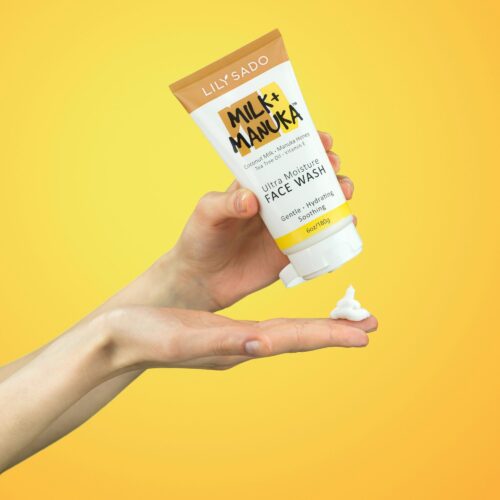 Beauty creative lifestyle commercial product photography with a model