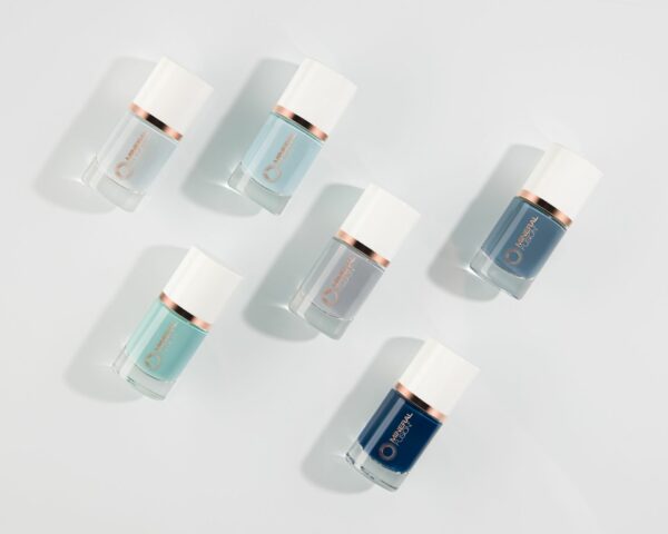 Nail color creative lifestyle commercial product photography on a white background