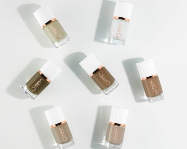 Nail color creative lifestyle commercial product photography on a white background