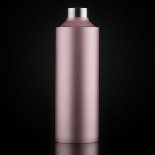 Pink color bottle product photoshoot on a black background for ecommercia