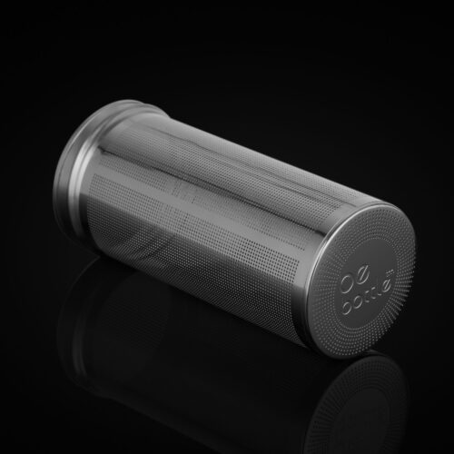 Tea strainer commercial product photography on a black background