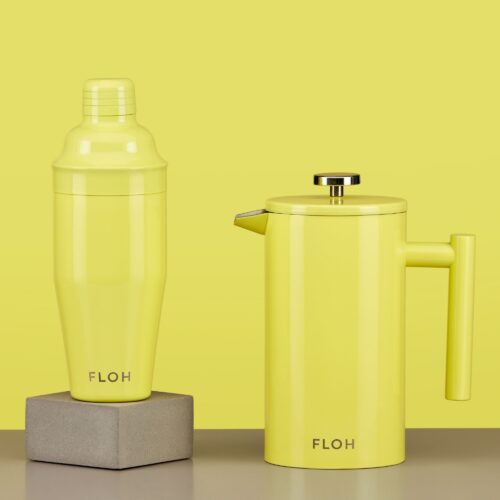 Yellow color cocktail shaker and teapot product photoshoot on a yellow background by Isa Aydin NJ NY LA
