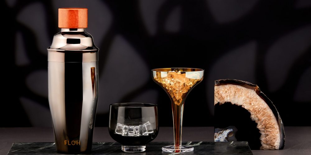 Black color cocktail shaker product lifestyle photoshoot on a black background by Isa Aydin NJ NY LA