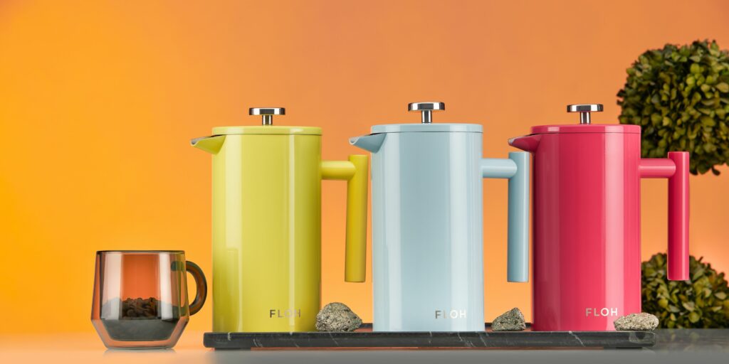 Cocktail teapot product lifestyle group photoshoot on a orange background by Isa Aydin NJ NY LA
