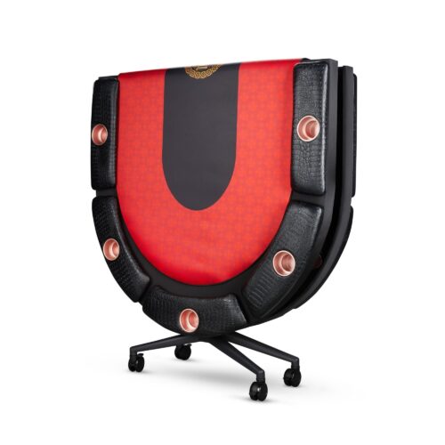 Foldable poker table on a white background for e-commerce purpose with side angle