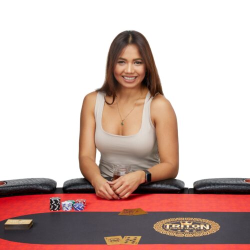 Foldable poker table lifestyle product photoshoot for e-commerce purpose with female model