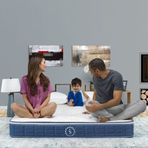Mattress commercial photography with models family bed studio high end advertising
