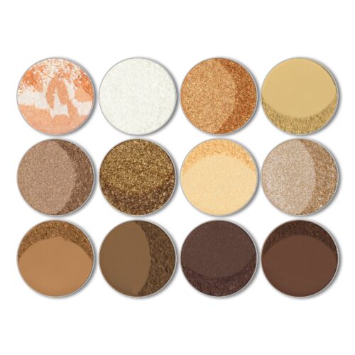 Multi eyebrow palette 12 colors photography on a white background for ecommerce listing