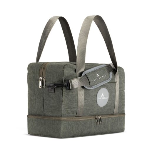 Voyager grey colored travel bag by True Nomad shot on a white background by Isa Aydin nj ny la