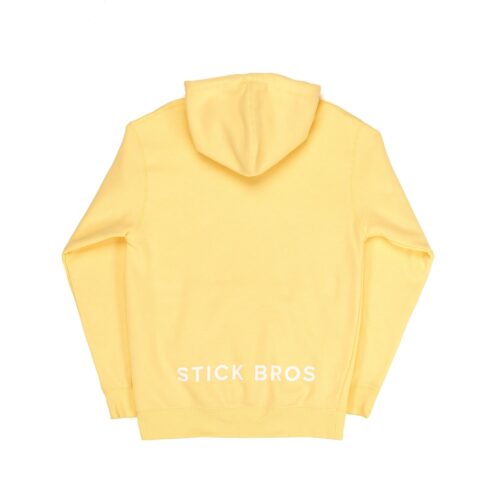 Yellow color hoodie clothing photoshoot on a white background with back side of angle