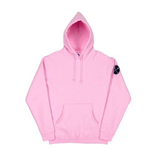 Pink color hoodie clothing photoshoot on a white background with front of angle