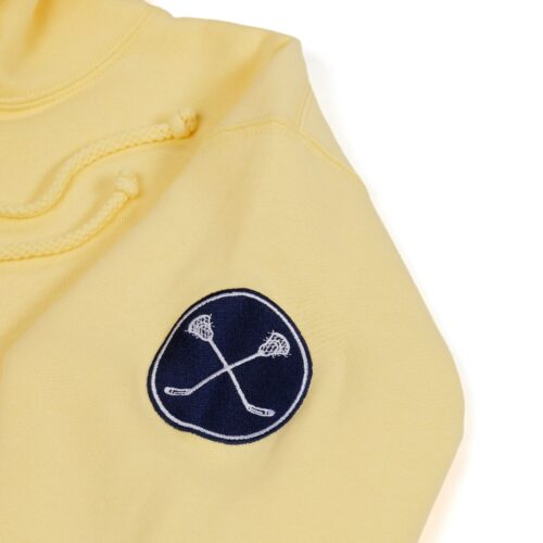 Yellow color hoodie clothing photoshoot on a white background and close up