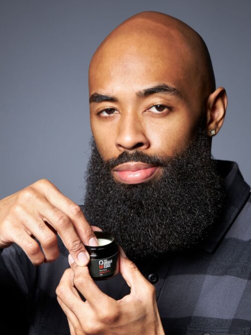 Commercial cosmetic product photoshoot with black male model by Isa Aydin nj ny la