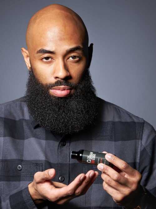 Commercial cosmetic product photoshoot with black male model by Isa Aydin nj ny la