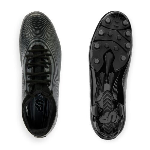 Cleats soccer black shoes footwear photography with angle shot on a white background