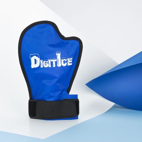 Blue hand ice pad photo in a creative lifestyle for ecommerce listing