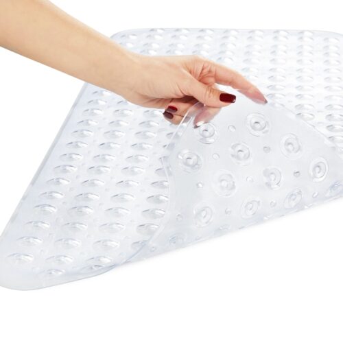 Shower mat shot with a model hand on a white background for amazon listing by Isa Aydin NJ NY LA