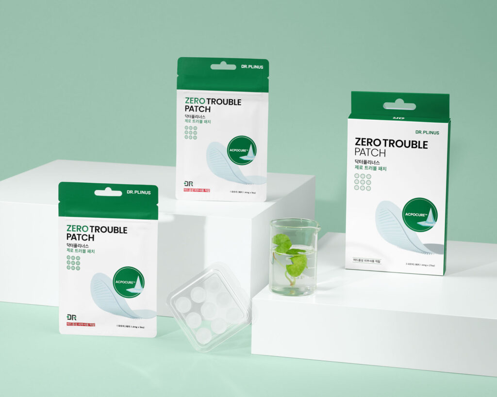 Skincare creative shot with props for face patch boxes and pouches by Isa Aydin NJ NY LA