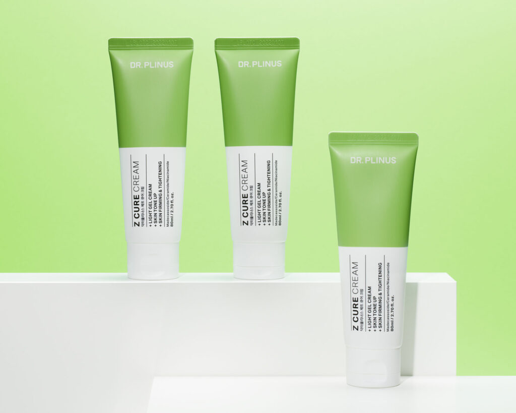 Skincare creative photography for a face cream in a white pedestal