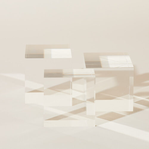 Glass cubes props photoshoot on a beige background by Isa Aydin nj ny la