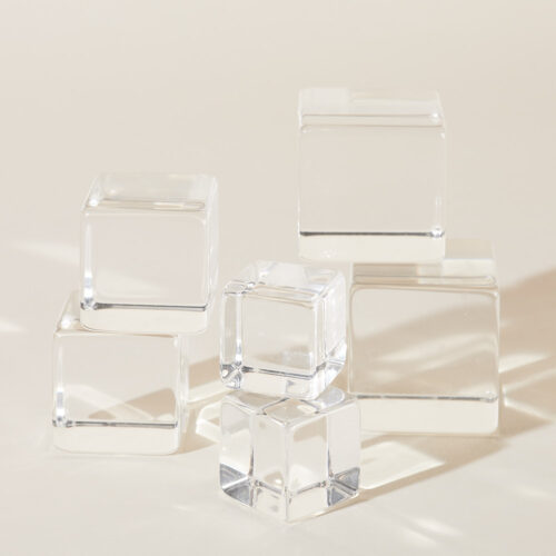 Glass cubes props photoshoot on a beige background by Isa Aydin nj ny la