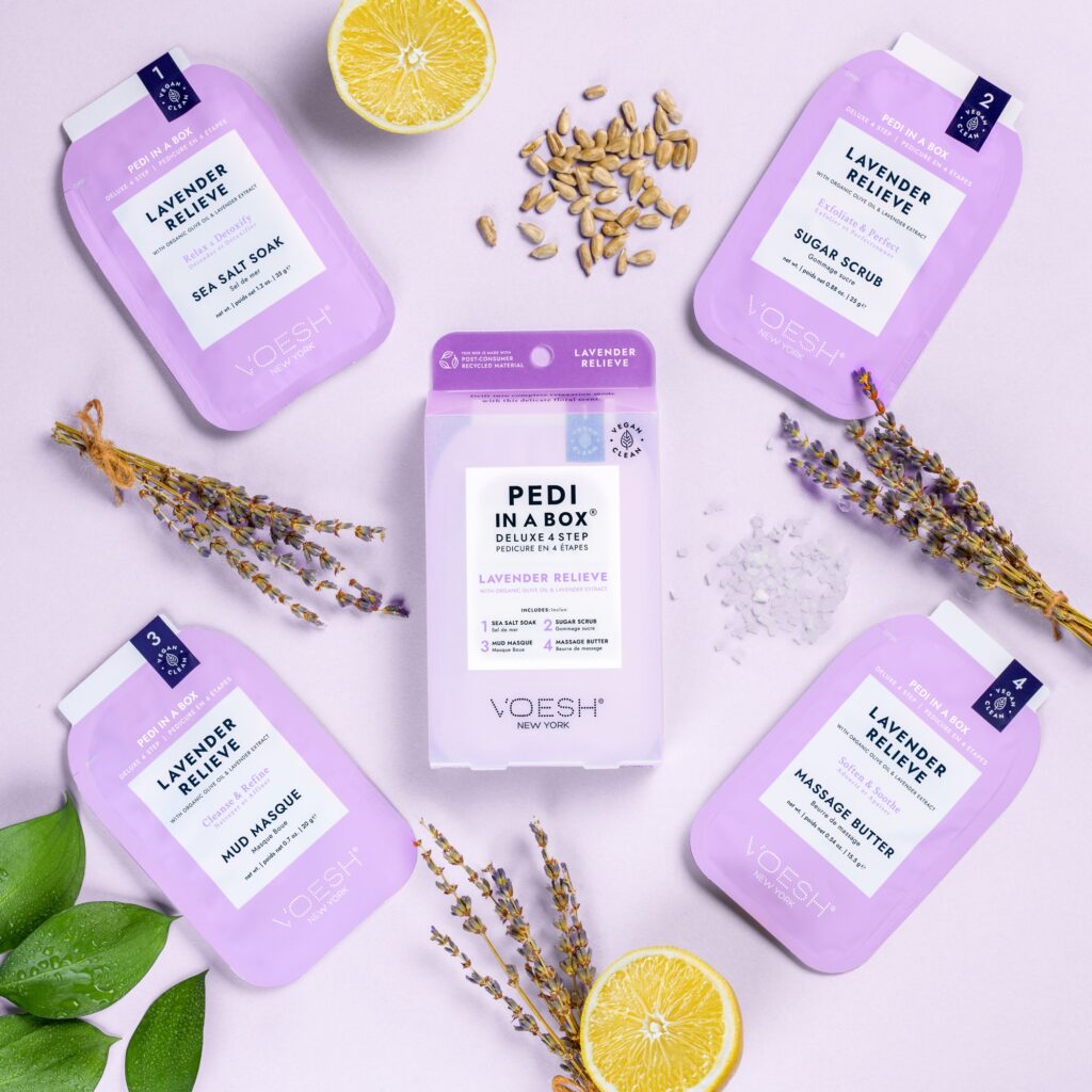 Lifestyle beauty product shoot on a lilac color background by Isa Aydin NJ NY LA