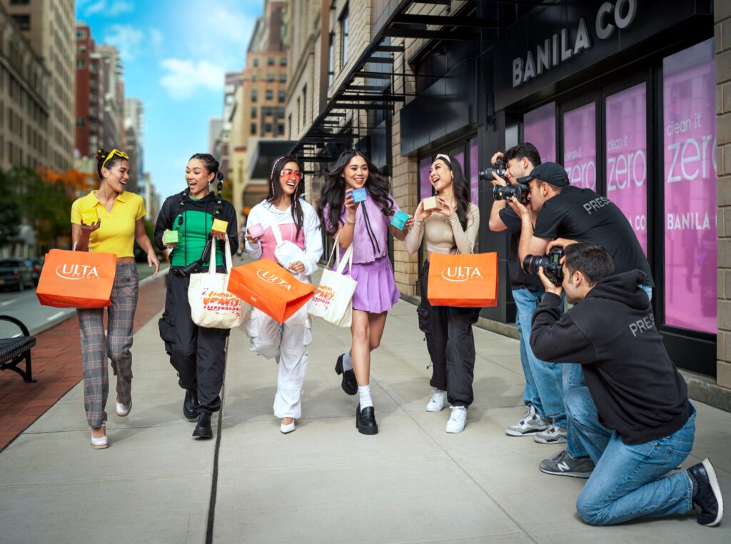 Paparazzi photoshoot advertising commercial shoot of models on the streets